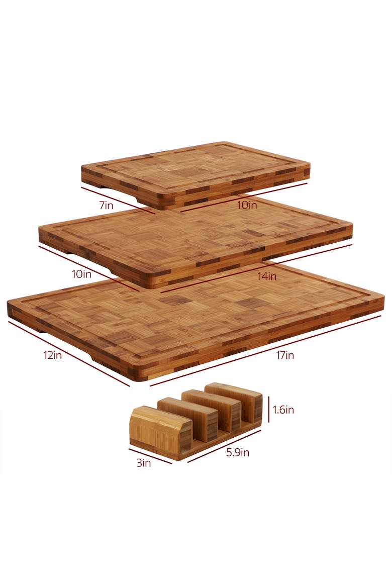 3 Piece Wood Cutting Board Set, Alternate, color, Brown