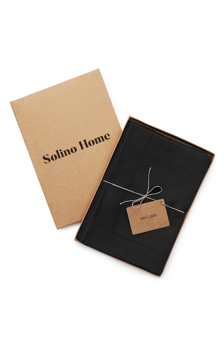 Solino Home Linen Dinner Napkins - Classic Hemstitch, Alternate, color, Black