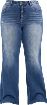 Bayeas High Waist Raw Hem Wide Leg Jeans