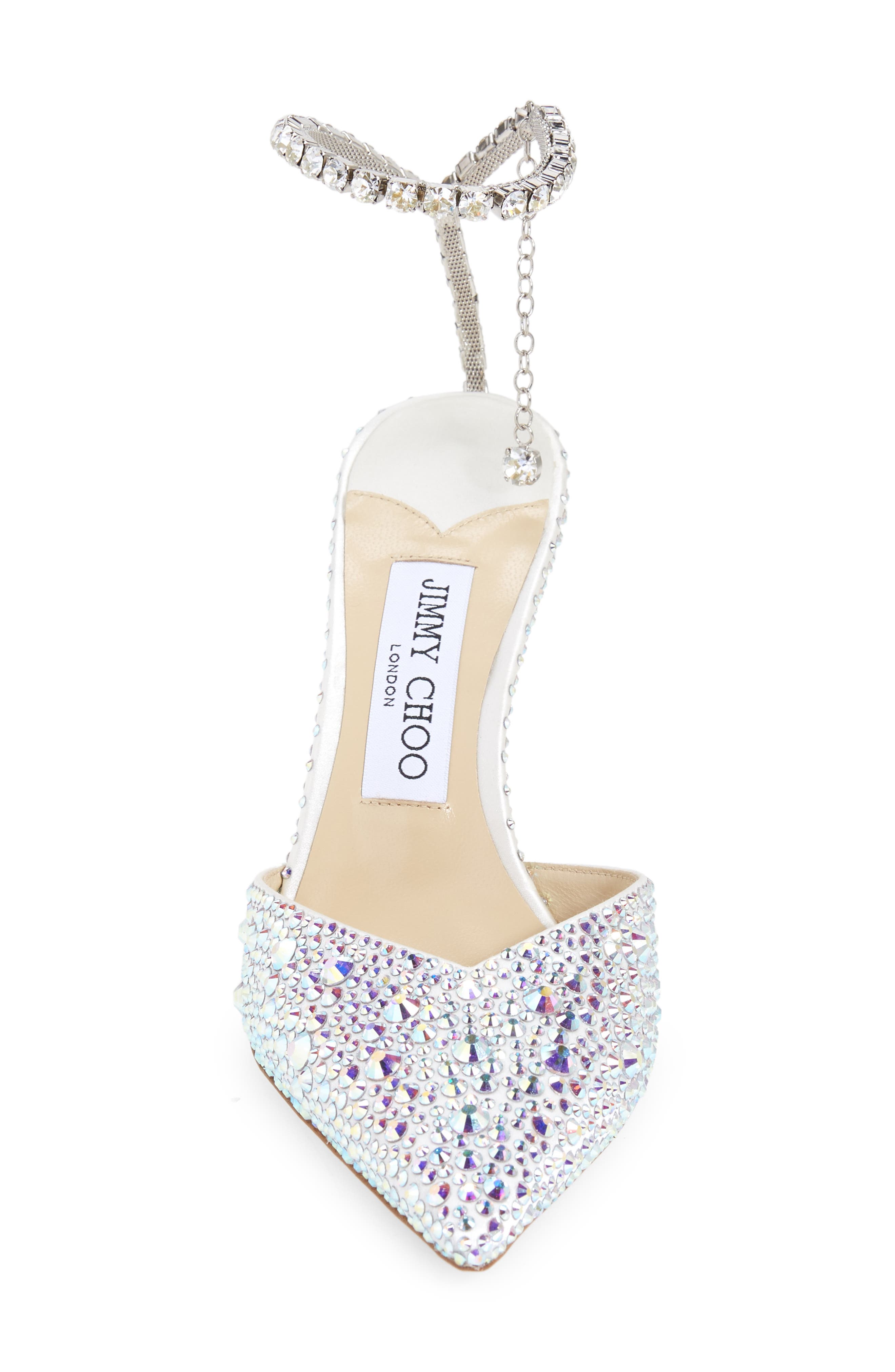 Jimmy Choo Saeda Crystal Ankle Strap Pointed Toe Pump, Alternate, color, 
