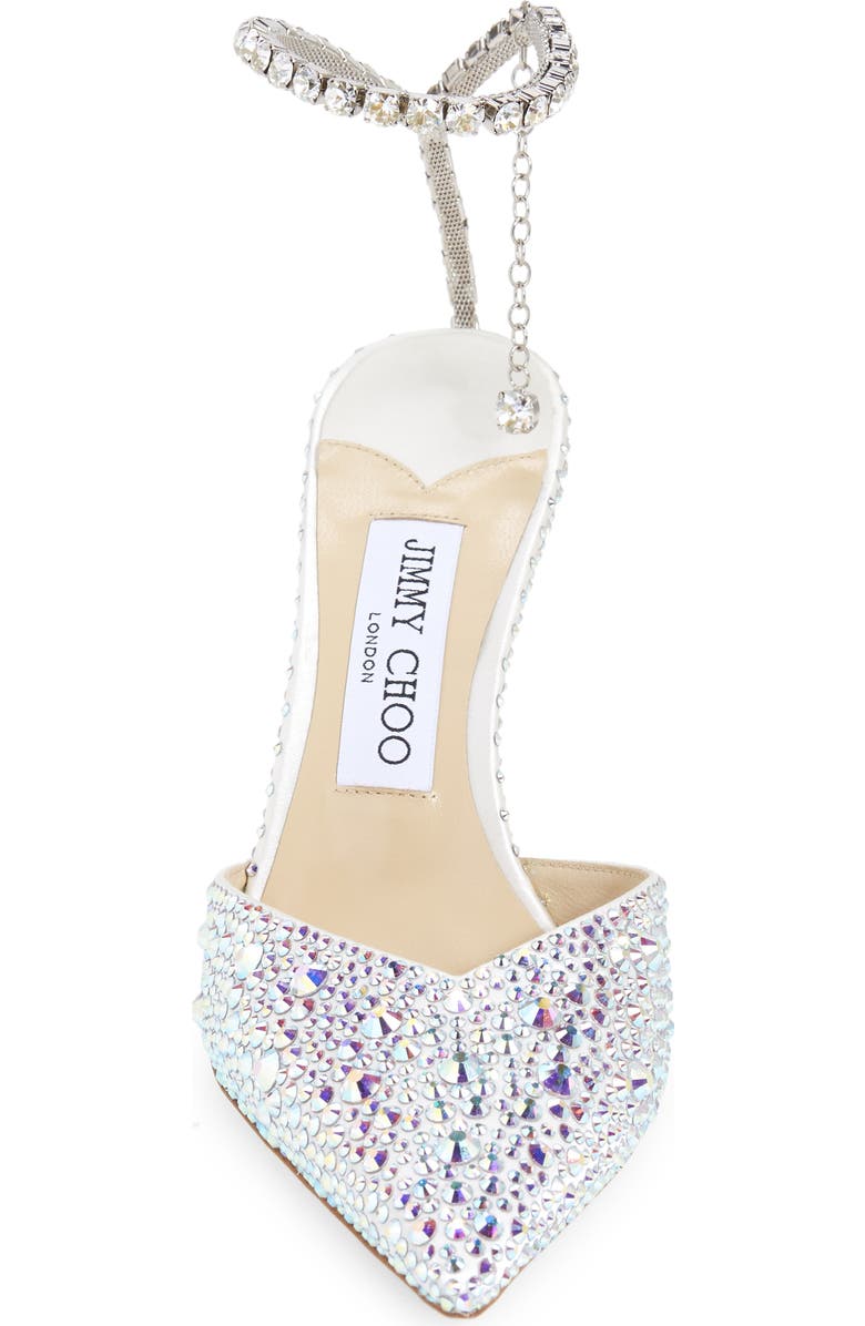 Jimmy Choo Saeda Crystal Ankle Strap Pointed Toe Pump, Alternate, color,