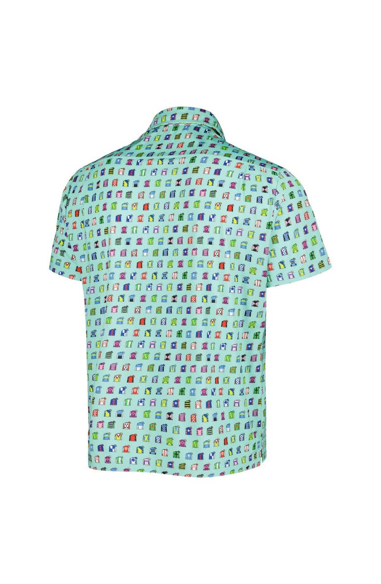 Full Turn Men's Green Kentucky Derby Jockey EcoTec Button-Up Shirt, Alternate, color,