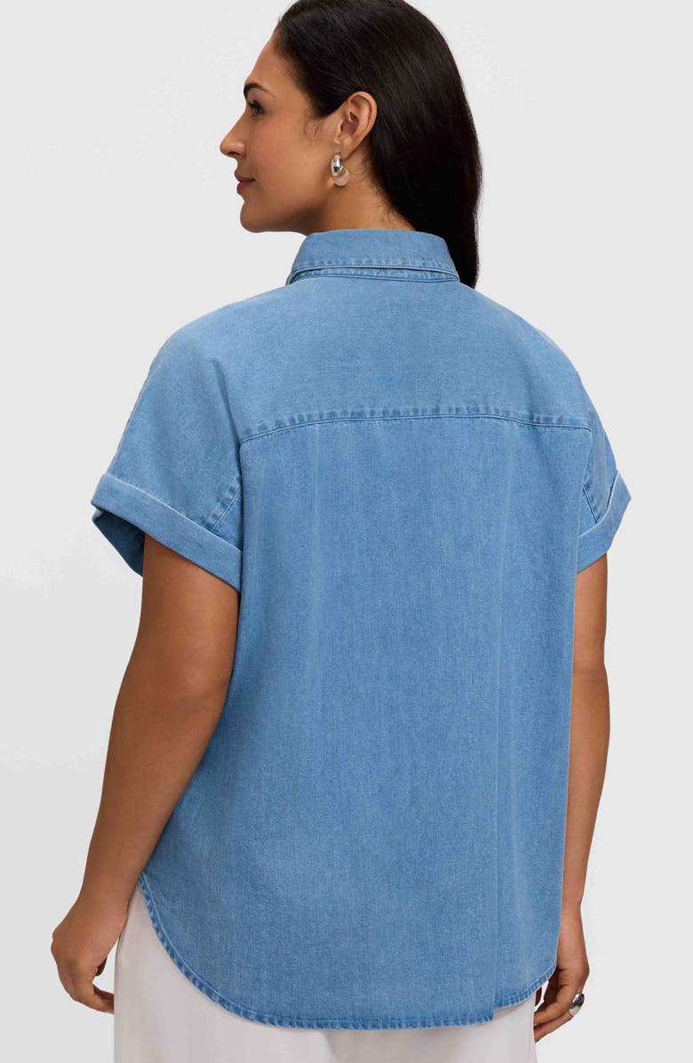 Foxcroft Abigail Denim Shirt, Alternate, color, Bleach Wash