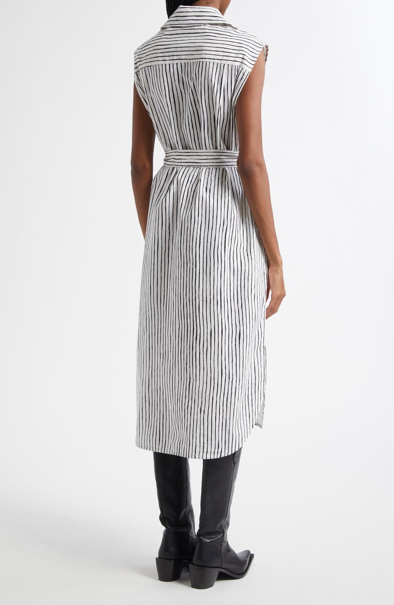 Marimekko Simppeli Aita Stripe Sleeveless Cotton Shirtdress, Alternate, color, Off White/ Black