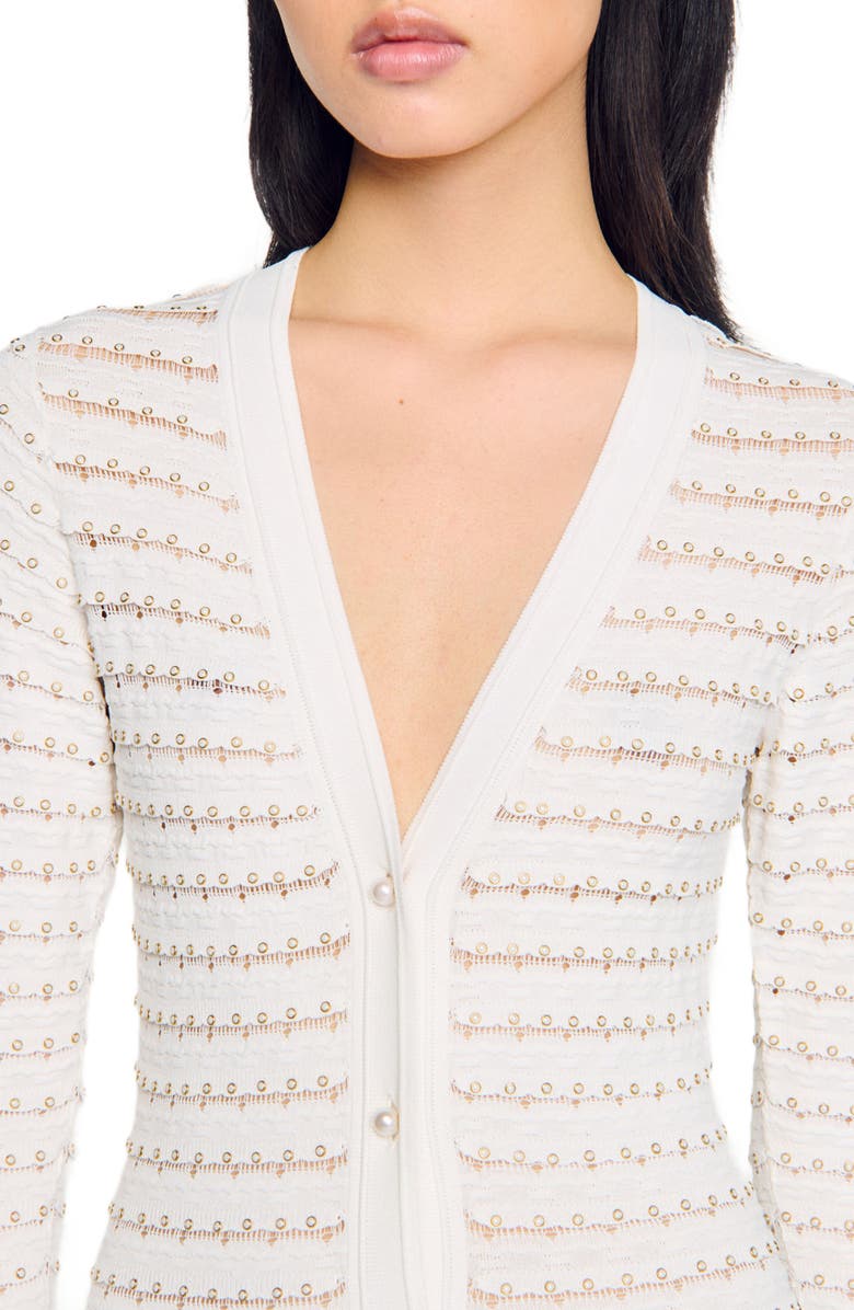 SANDRO Maxi dress with pearl details, Alternate, color, 