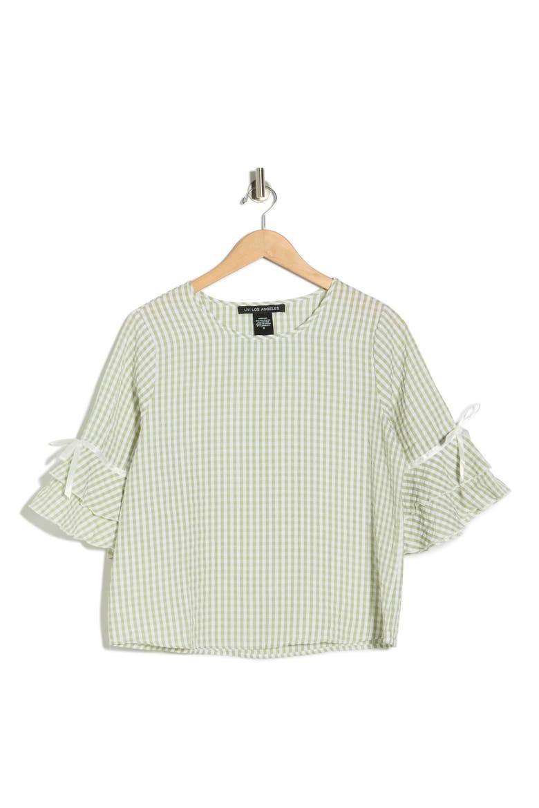 Seersucker Top, Alternate, color, SAGE/ WHITE