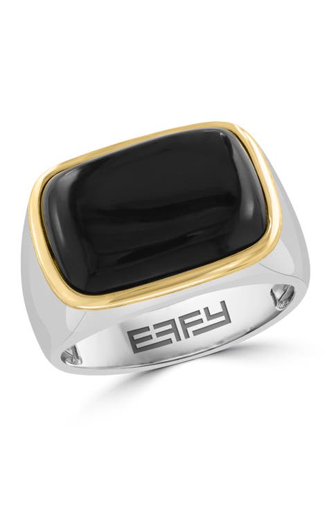 925 Sterling Silver & 18K Yellow Gold Midnight Luxe Onyx Ring