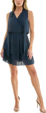 Socialite Scarf Surplice Neck Sleeveless Minidress