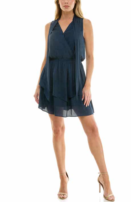 Scarf Surplice Neck Sleeveless Minidress