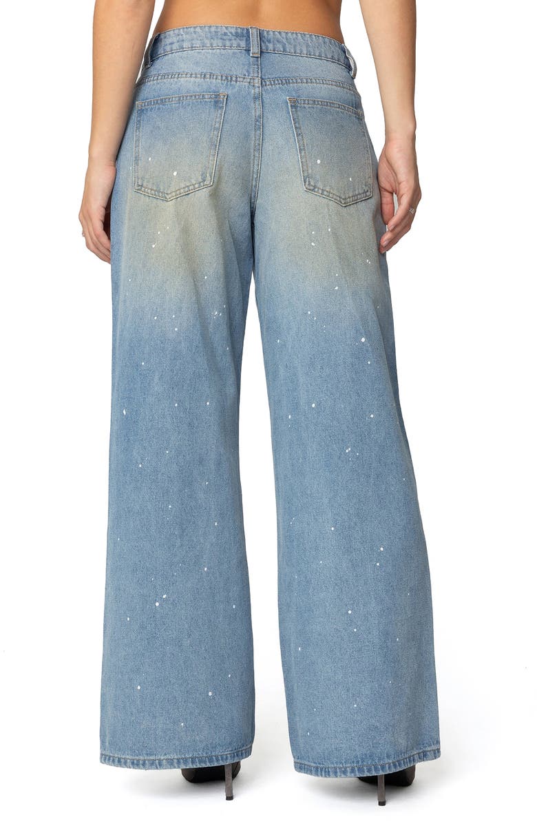 EDIKTED Paint Splatter Wide Leg Jeans, Alternate, color, Light-Blue