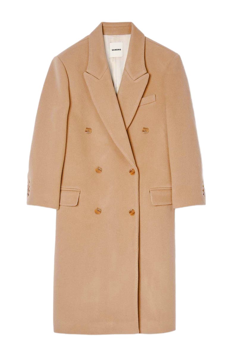 SANDRO Long wool-blend coat, Alternate, color, 