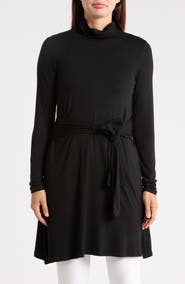 PATRIZIA LUCA Turtleneck Tie Waist Tunic