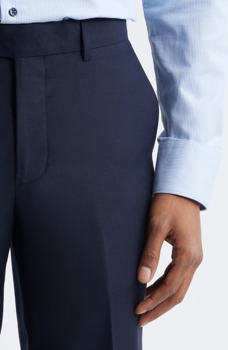 ZANETTI Slim Fit Flat Front Blue Wool Dress Pants, Alternate, color, Blue