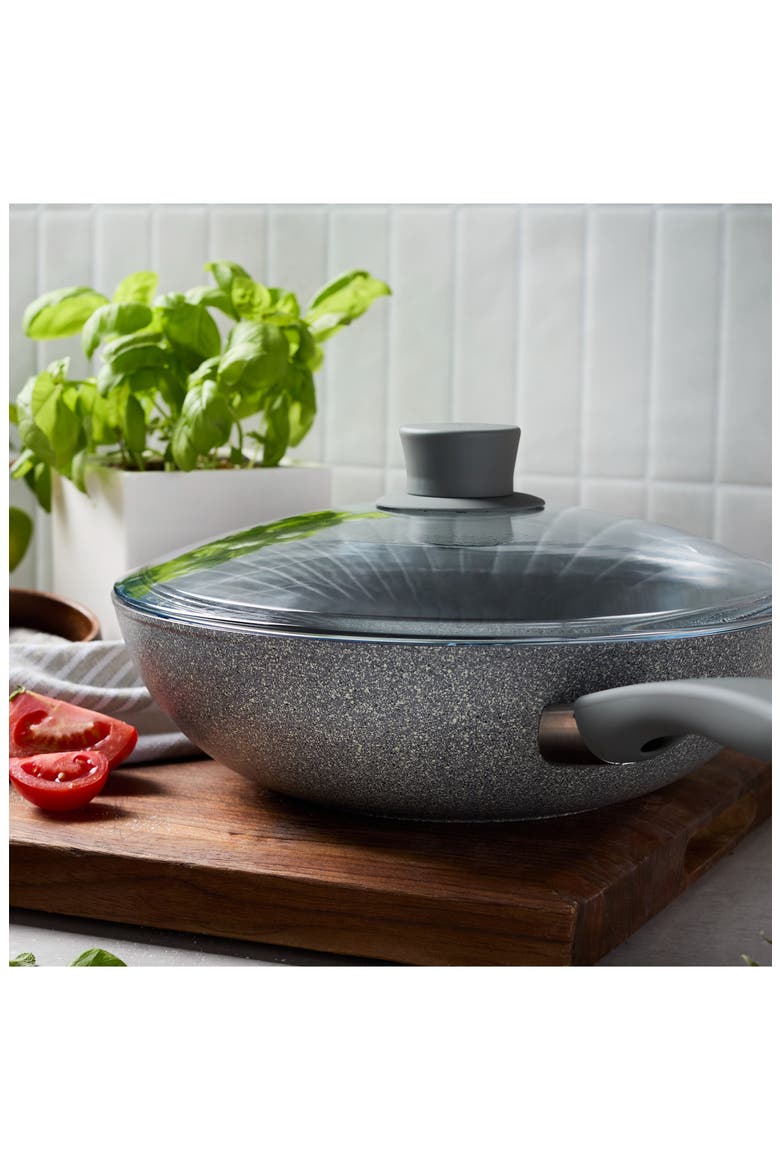 11-Inch Nonstick Wok Pan with Lid, Alternate, color, GREY