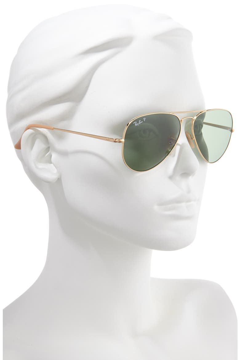58mm Polarized Aviator Sunglasses, Alternate, color, GREEN