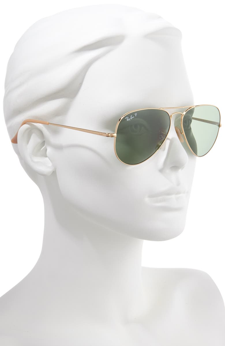 Ray-Ban 58mm Polarized Aviator Sunglasses, Alternate, color,