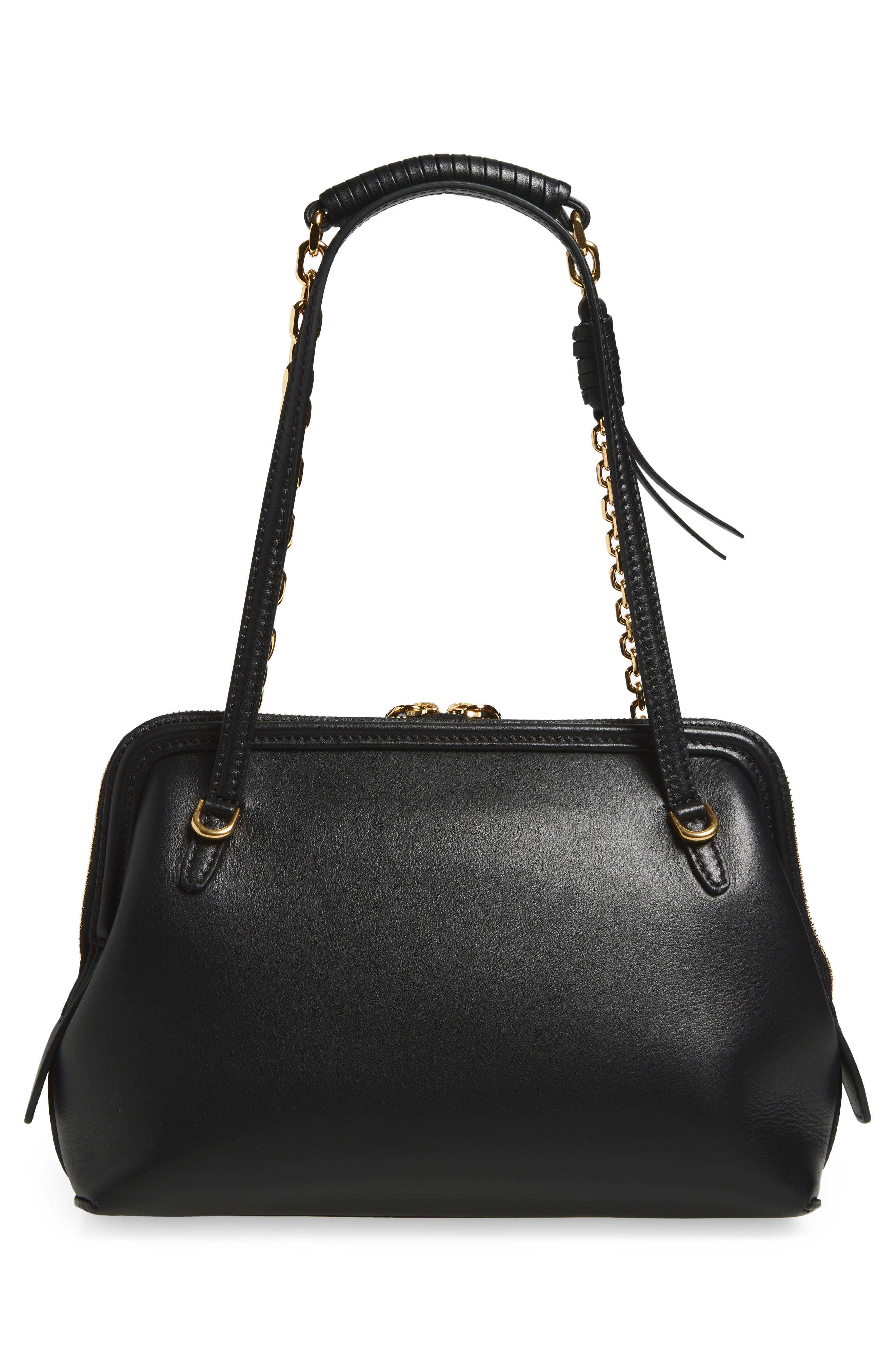Etro Small Doctor Leather Shoulder Bag, Alternate, color, Black N0000