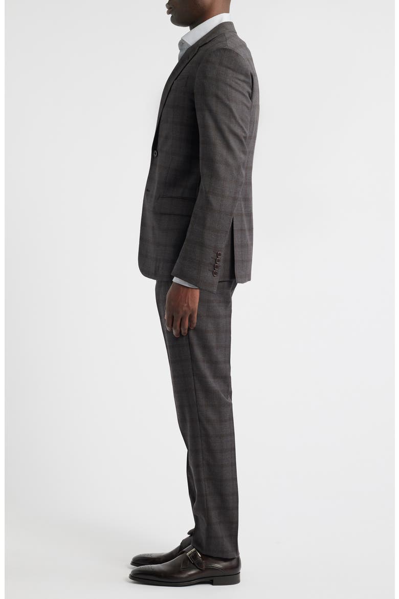 Grey Windowpane Check Virgin Wool Suit, Alternate, color, SOLID DARK GREY