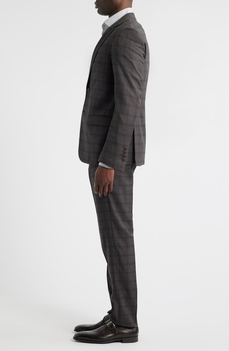 Emporio Armani Grey Windowpane Check Virgin Wool Suit, Alternate, color, Solid Dark Grey