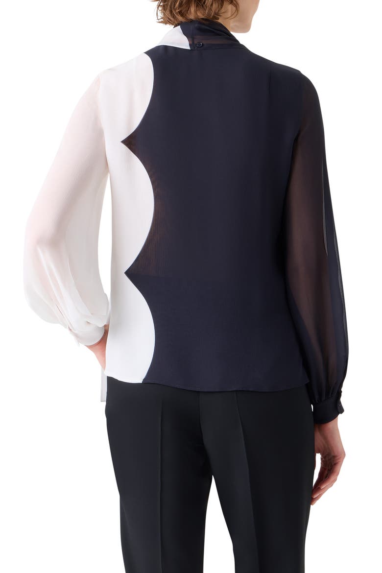 Cloud Silk Tie Neck Shirt, Alternate, color, BLACK-ECRU