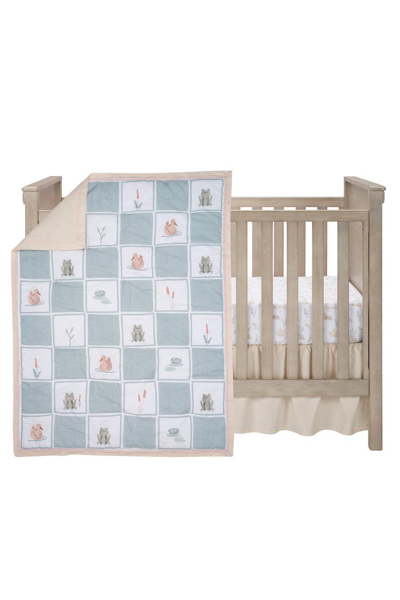 Froggy & Friends Embroidered 3-Piece Baby Crib Bedding Set, Main, color, Green