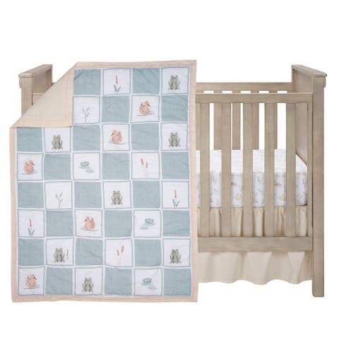 Froggy & Friends Embroidered 3-Piece Baby Crib Bedding Set