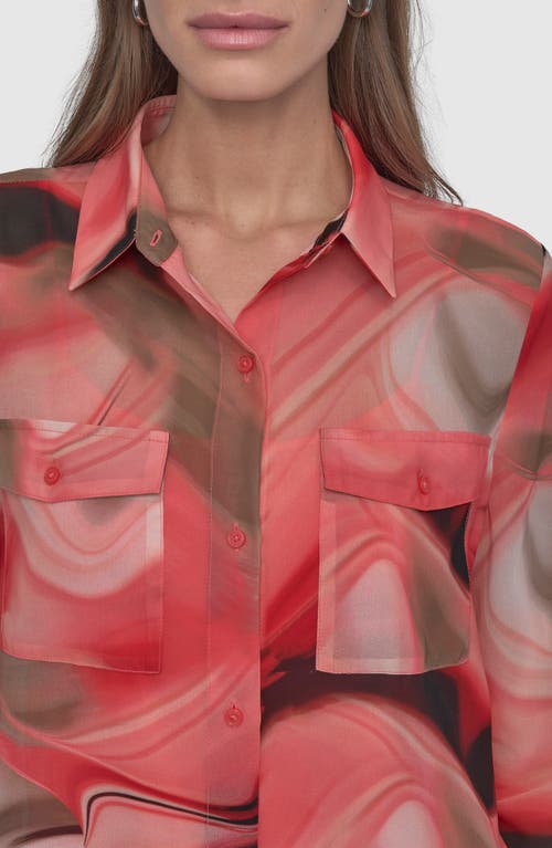 Dkny Abstract Print Chiffon Button-up Shirt