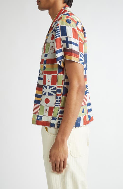 Bode International Camp-collar Printed Linen Shirt In Multicolor