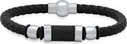 HMY JEWELRY Men's Stainless Steel & Braided Leather Bracelet