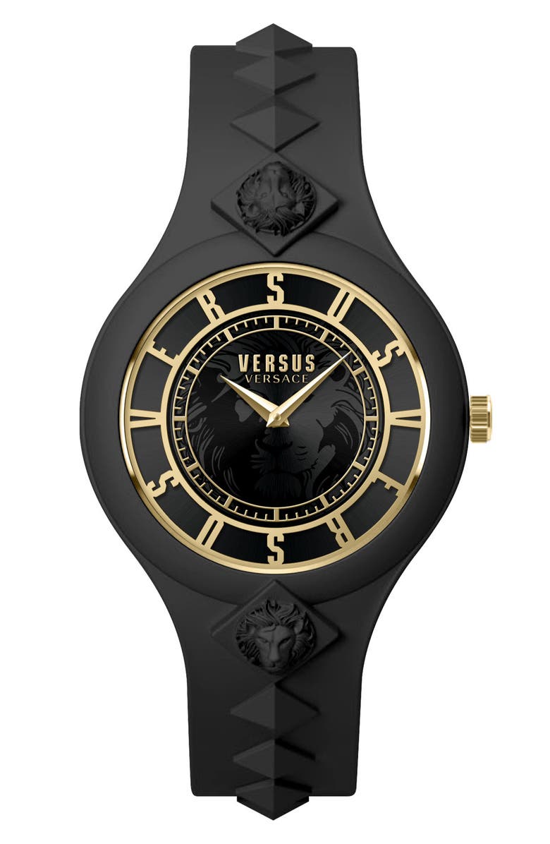 VERSUS Versace Women's Versus Fire Island Silicone Strap Watch, 39mm, Main, color, Black