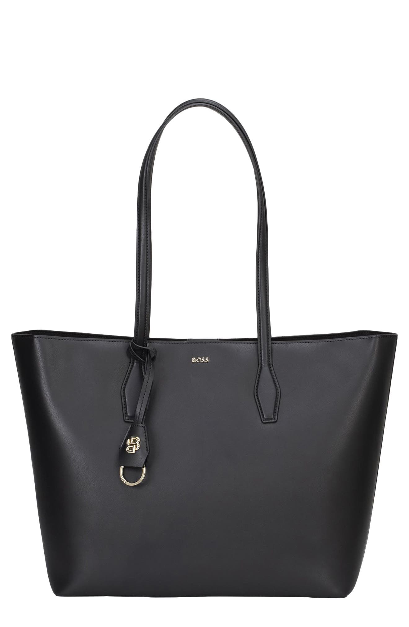 HUGO Numah Faux Leather Tote, Main, color, Black