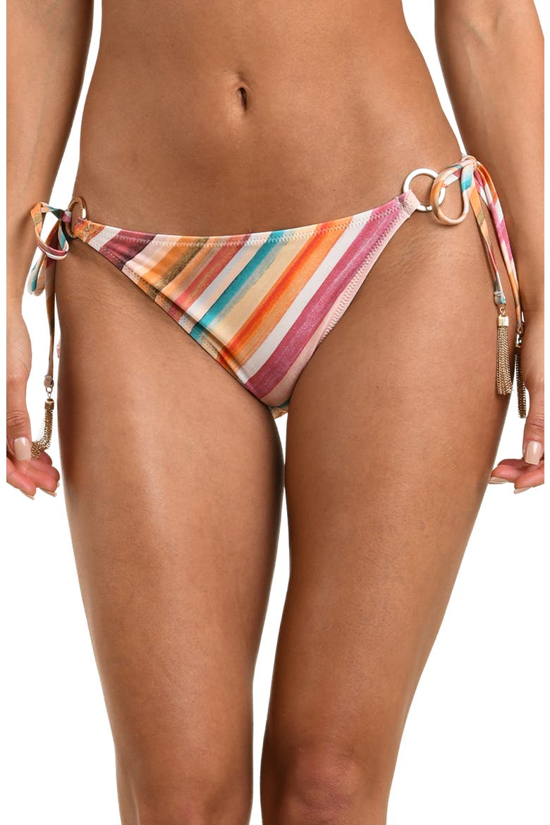 Britt Watercolor Ring Side Tie Bikini Bottoms, Main, color, PINK MULTI