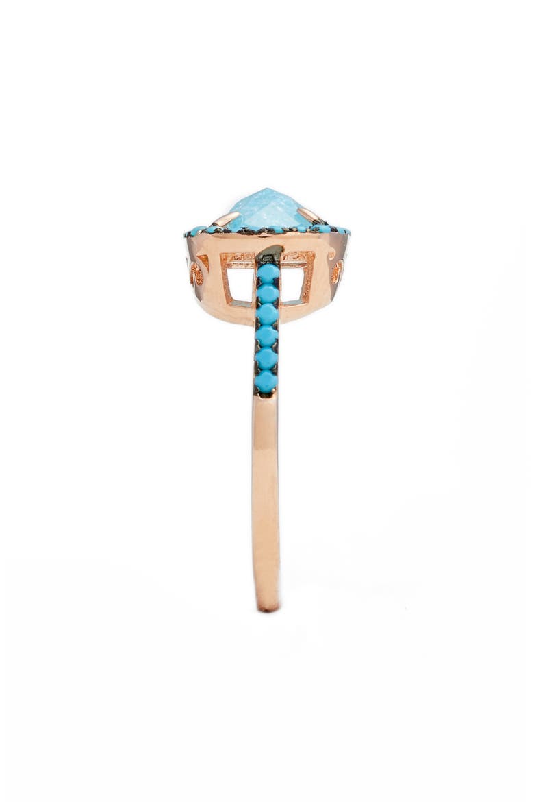 Crystal & Turquoise Ring, Alternate, color, ROSE GOLD