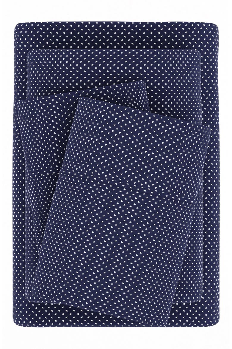 Premium Ultra Soft My Heart Pattern 4-Piece Bed Sheet Set, Alternate, color, NAVY