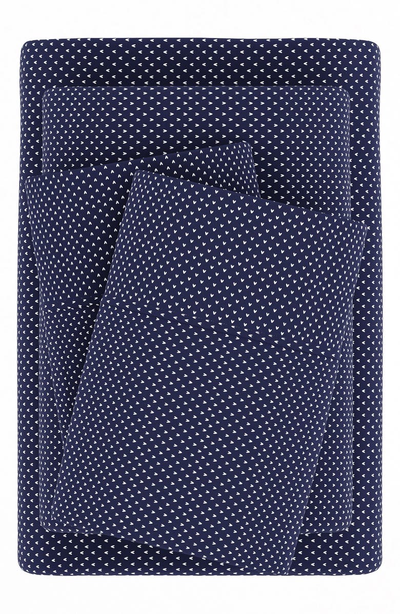 HOMESPUN Premium Ultra Soft My Heart Pattern 4-Piece Bed Sheet Set, Alternate, color, Navy