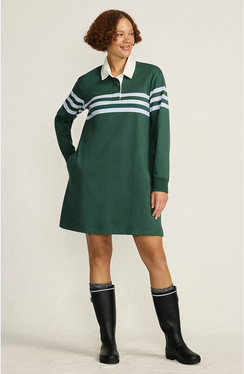Lands' End Rugby Dress, Main, color, Norway Spruce Stripe