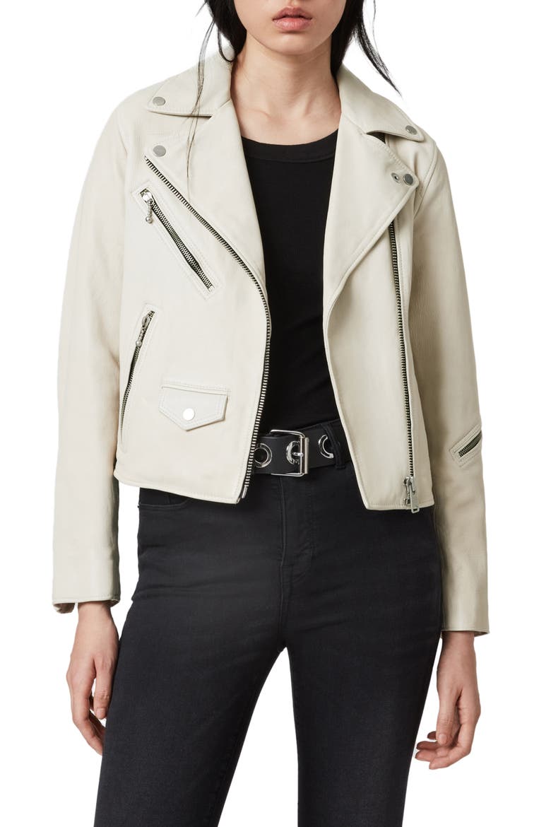 Riley Leather Moto Jacket, Main, color, WHITE