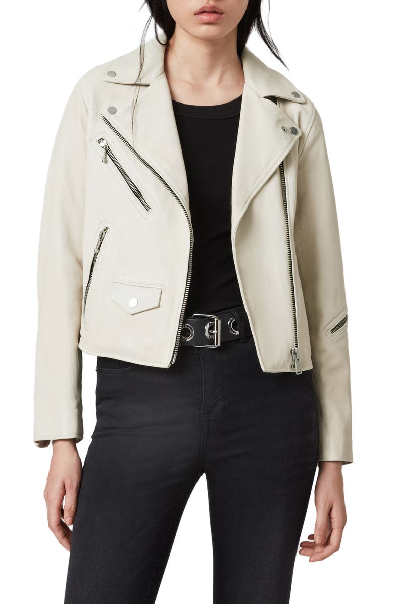 AllSaints Riley Leather Moto Jacket, Main, color, 