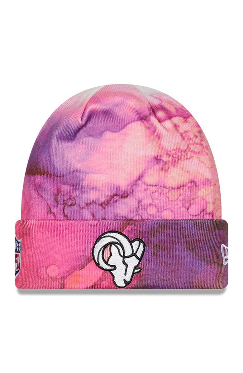 New Era Men's New Era Pink Los Angeles Rams 2022 NFL Crucial Catch Knit Hat, Main, color,