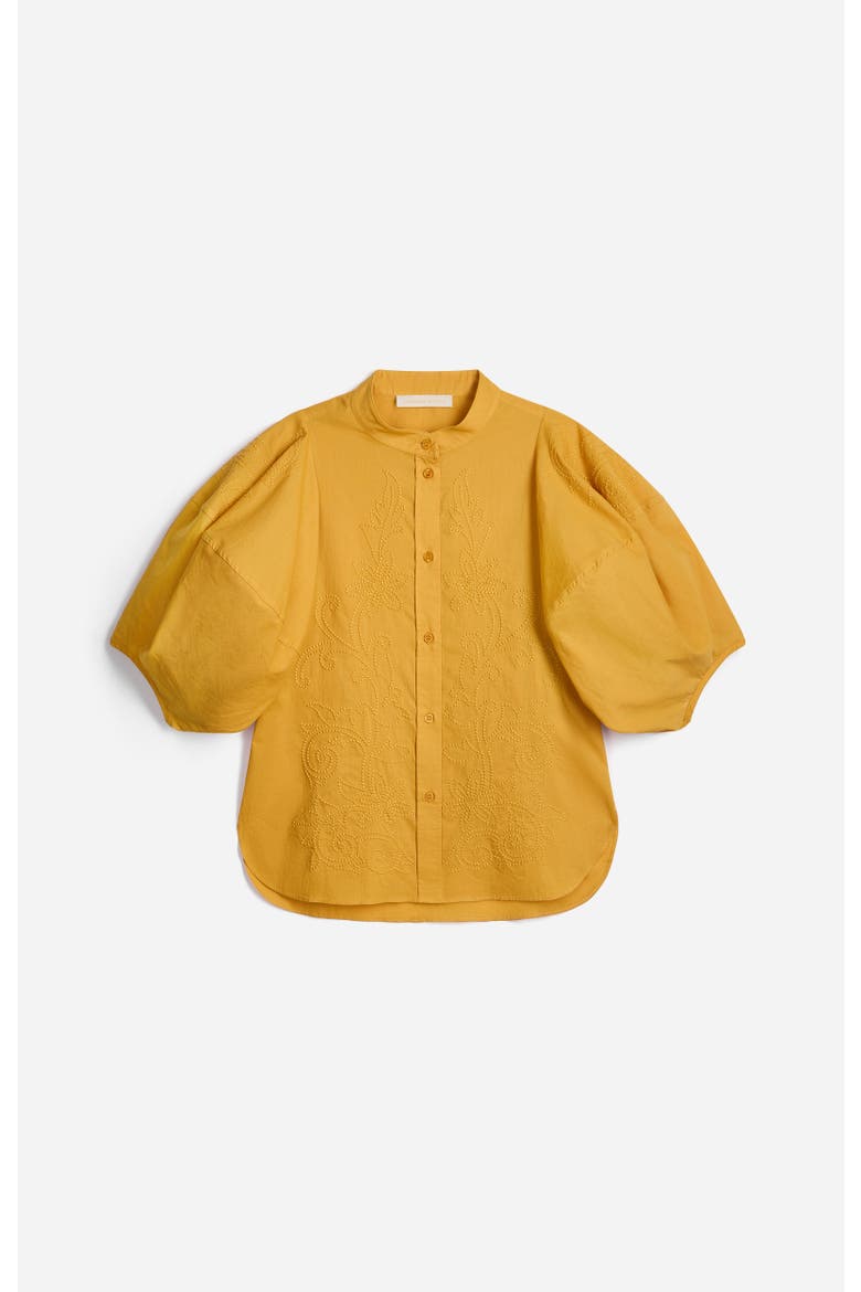 Short-sleeve Round-neck Blouse, Alternate, color, Jaune D'or