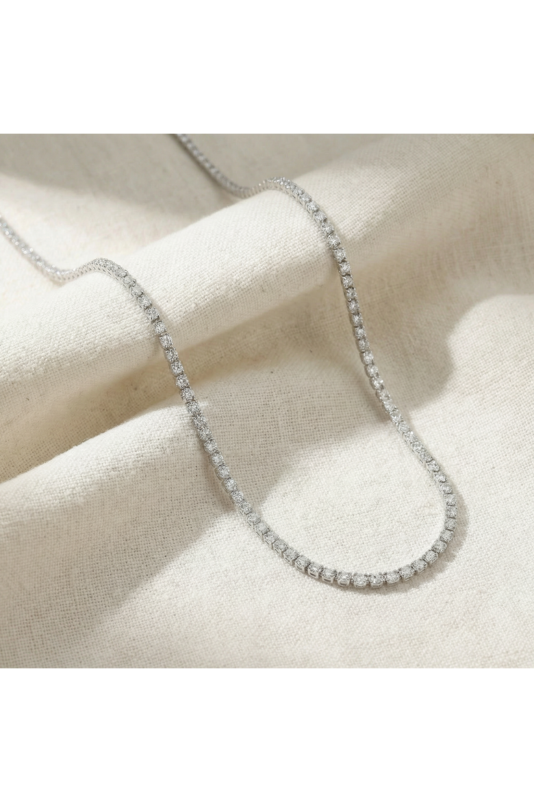 Platinum 8 3/4Ct Diamond Tennis Necklace Lab Grown 17", Alternate, color, Platinum