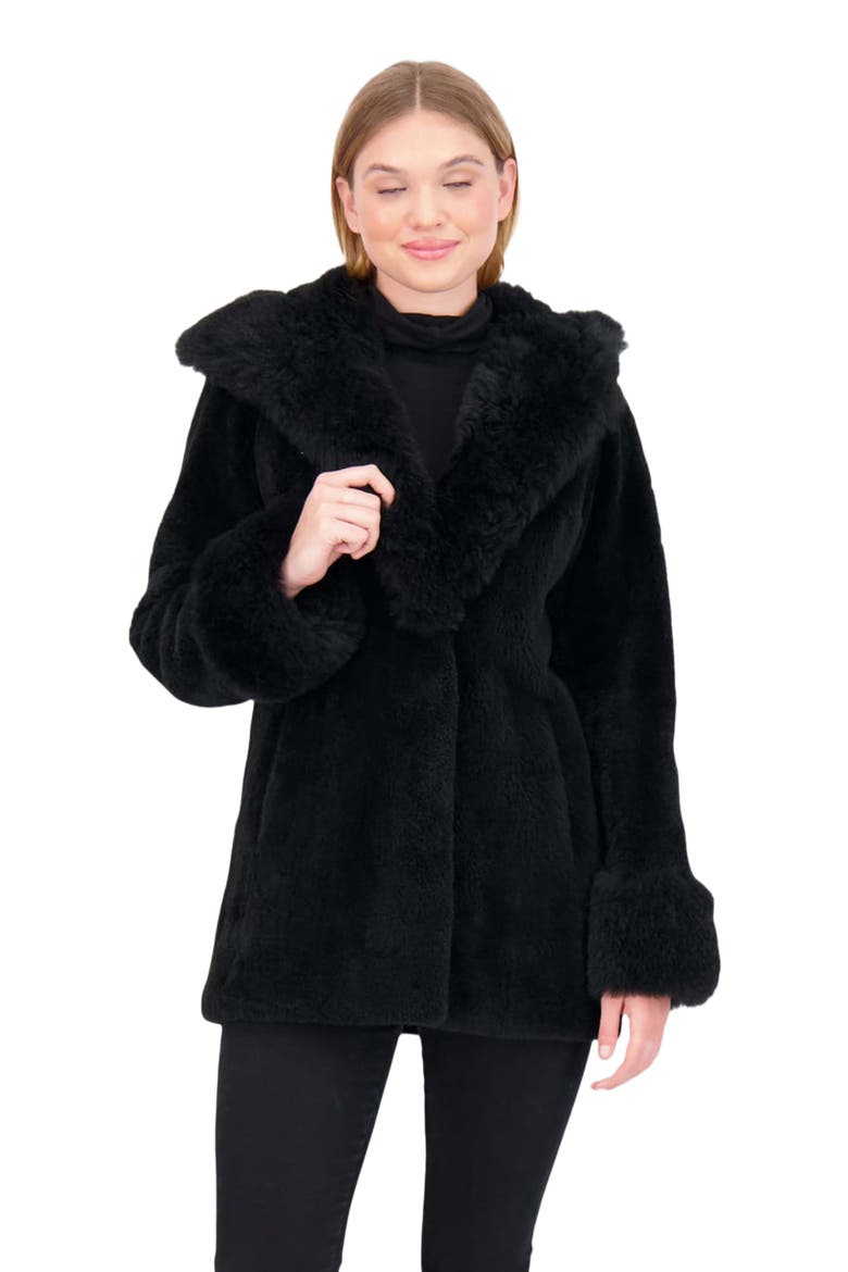 Sheared Genuine Shearling Parka, Alternate, color, BLACK