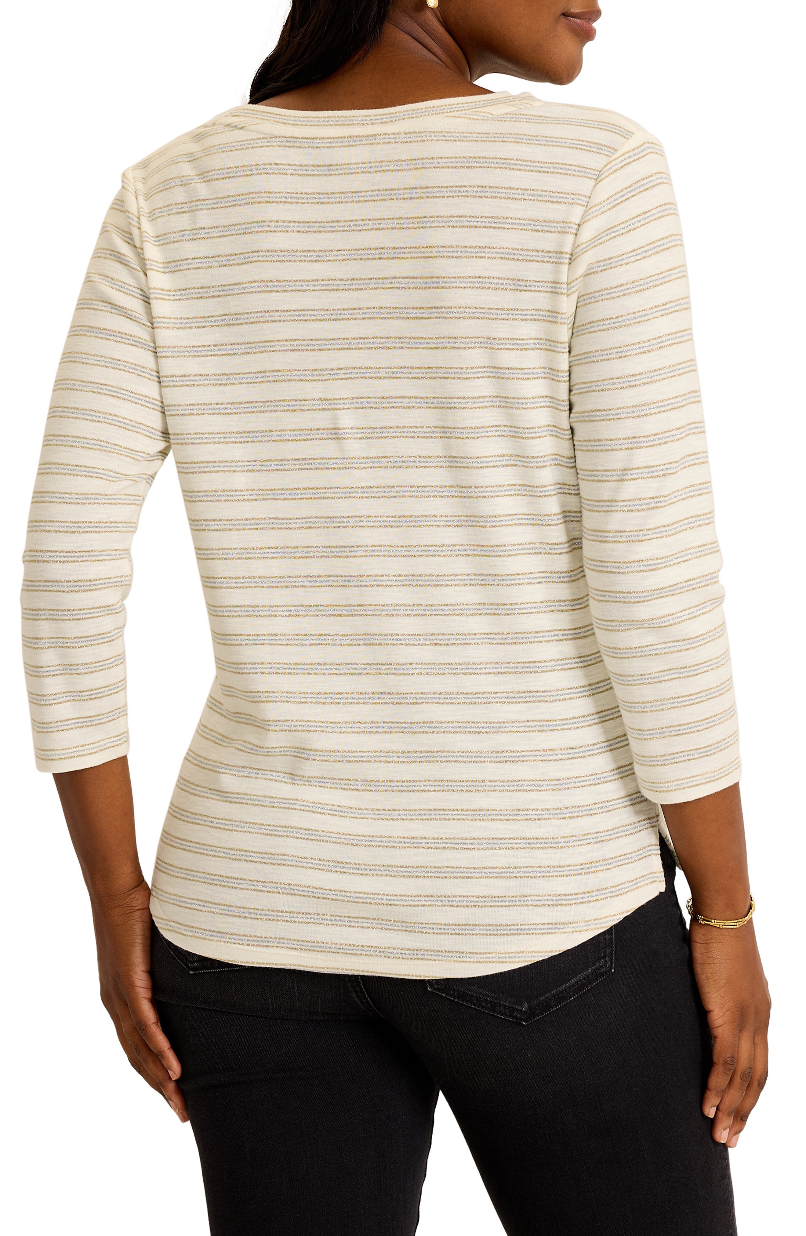 Ashby Isles Metallic Stripe Cotton Blend Top - image 2