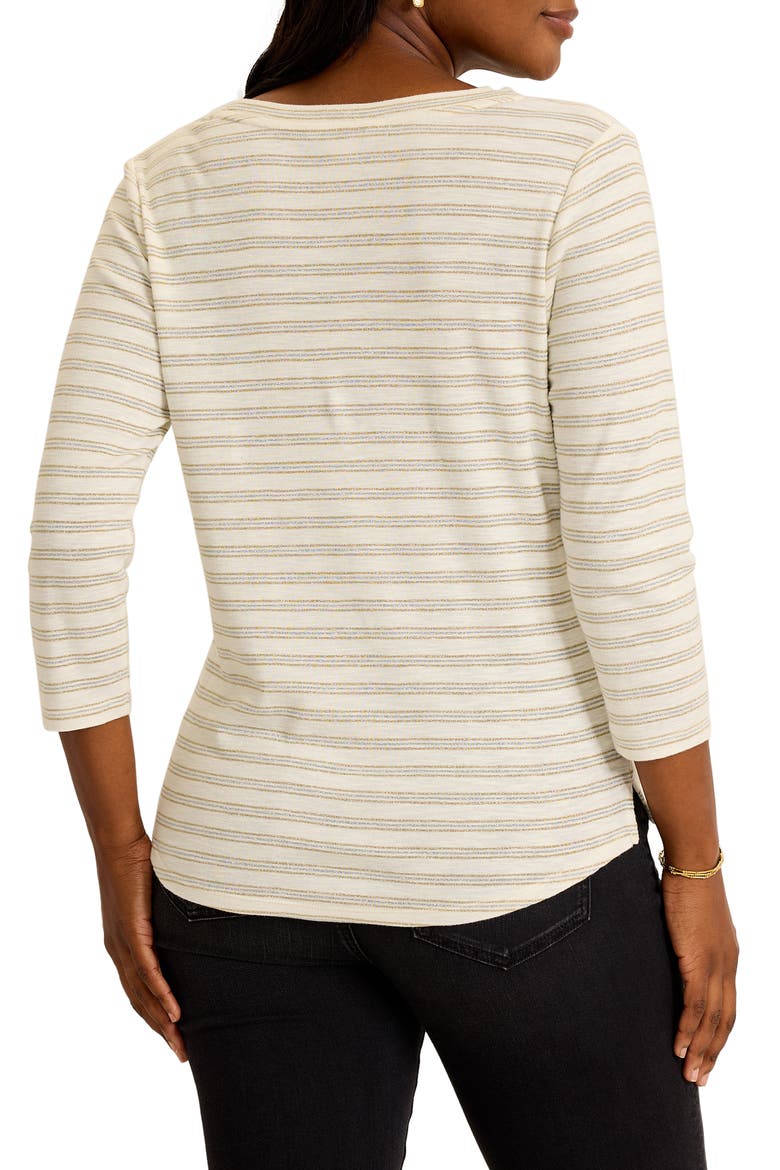 Ashby Isles Metallic Stripe Cotton Blend Top, Alternate, color, COCONUT