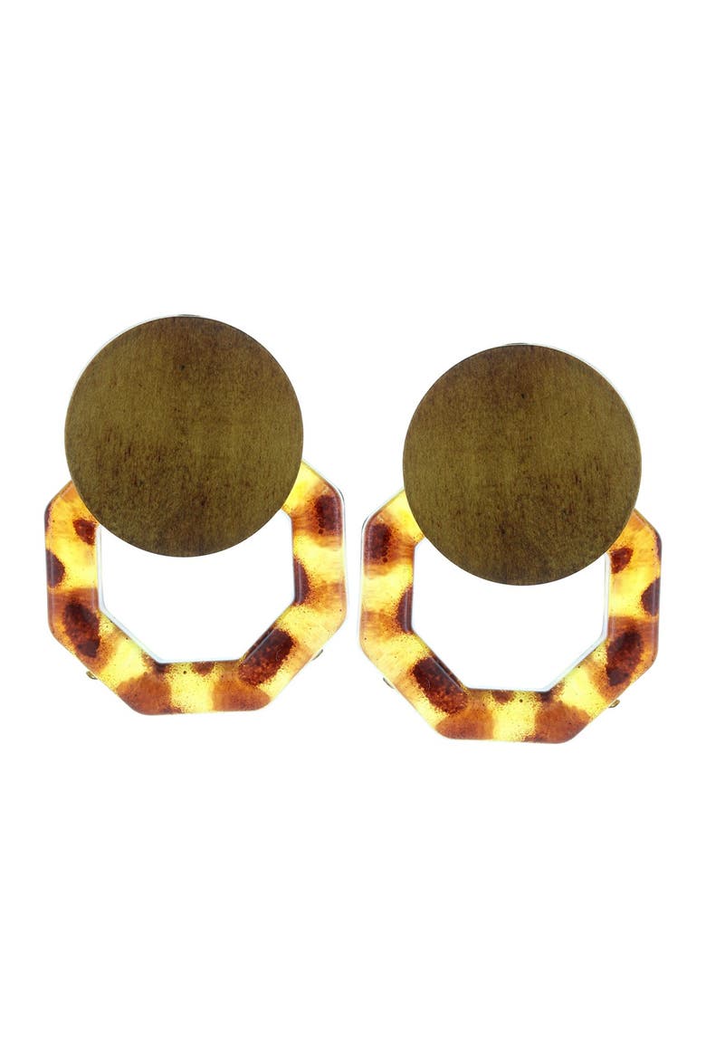 Becca Resin Wood Earrings, Main, color, SILVER/ TORTOISE
