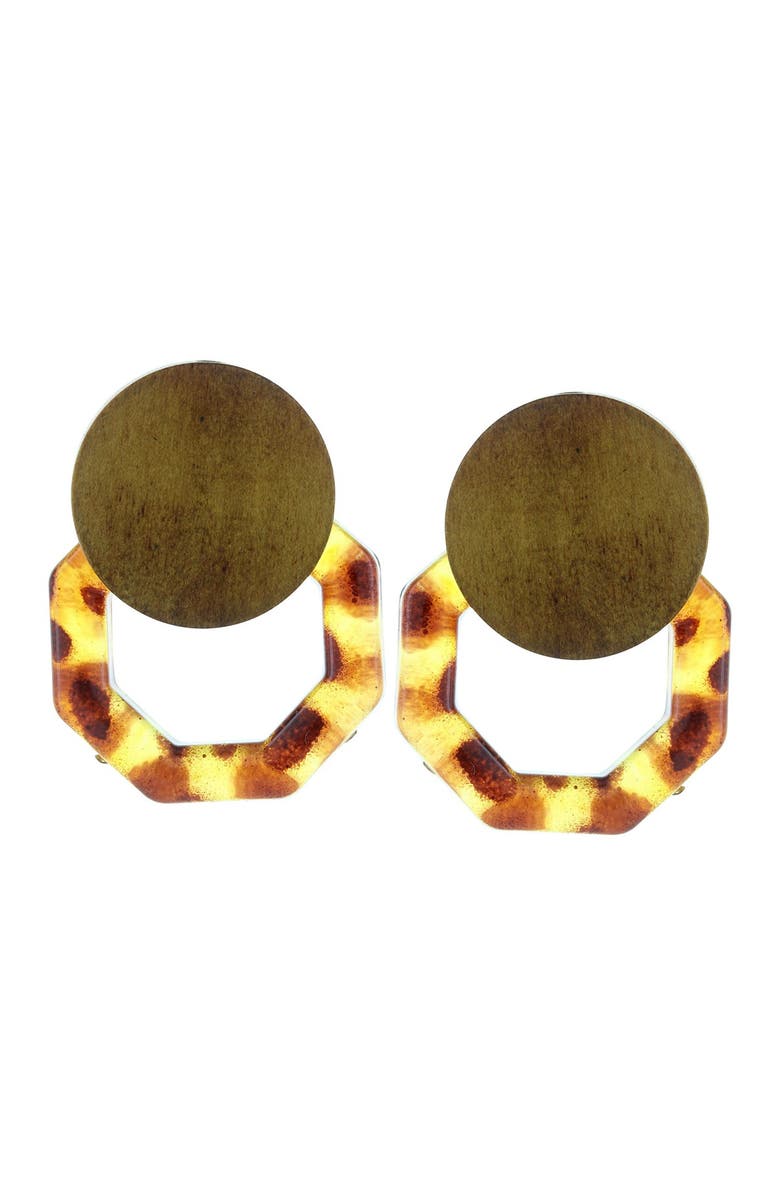 OLIVIA WELLES Becca Resin Wood Earrings, Main, color, Silver/ Tortoise