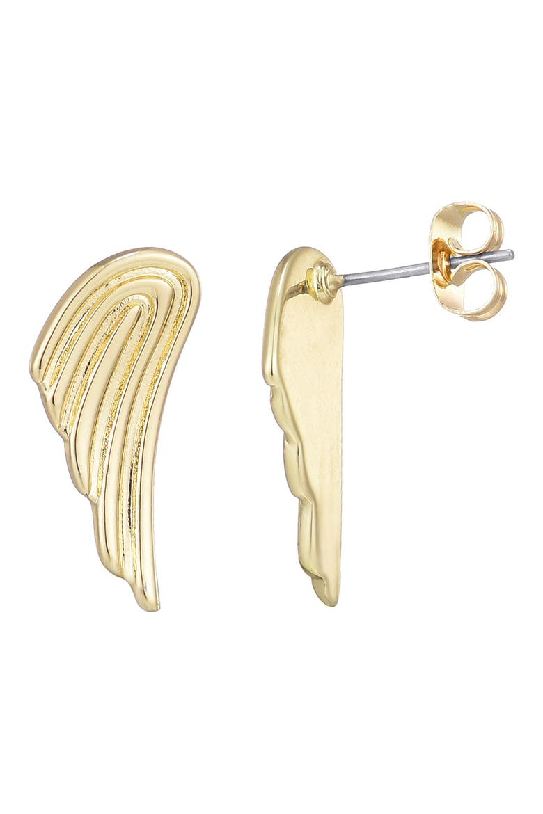 Winged Stud Earrings, Main, color, GOLD