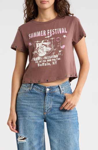 Madden Girl Grommet Hem Graphic T-Shirt
