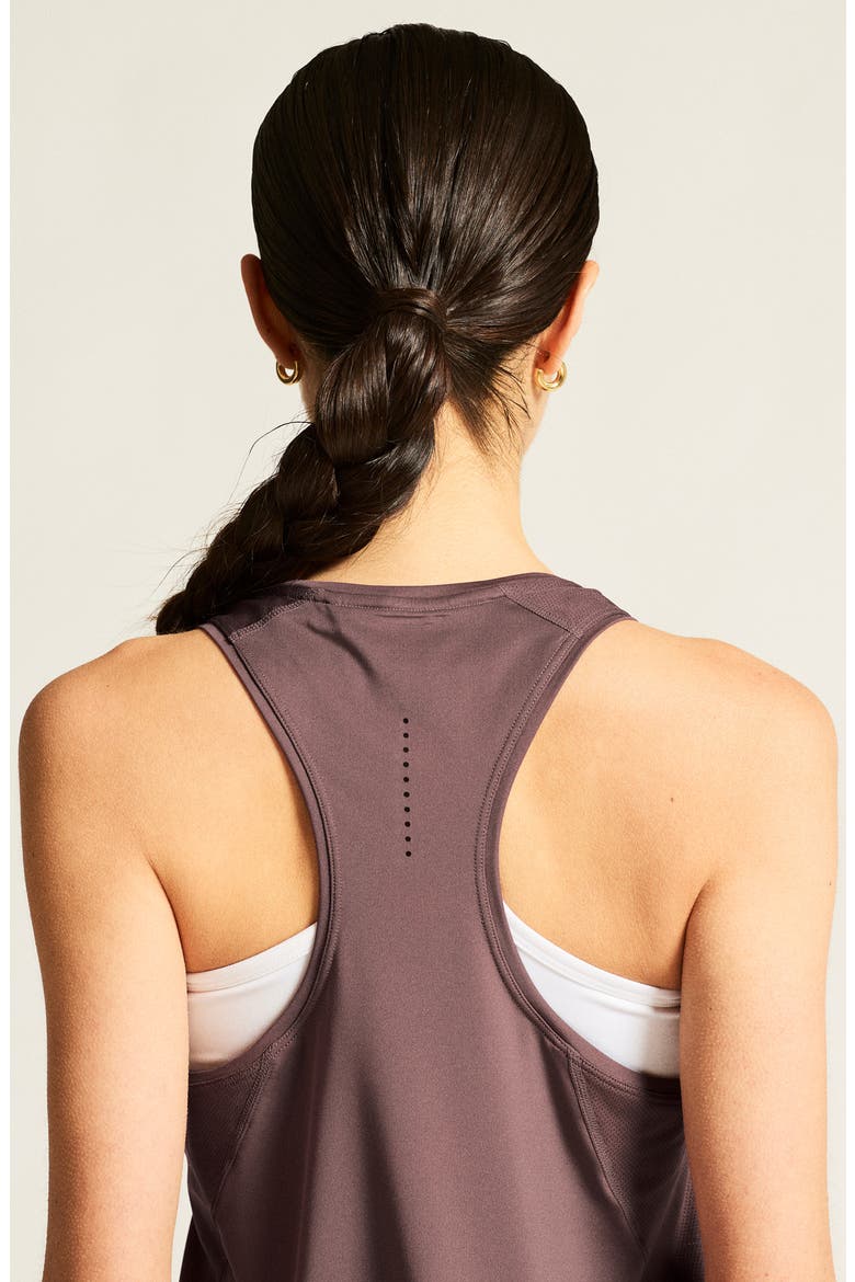 Essence Perforated Jersey Racerback Tank, Alternate, color, FLINT