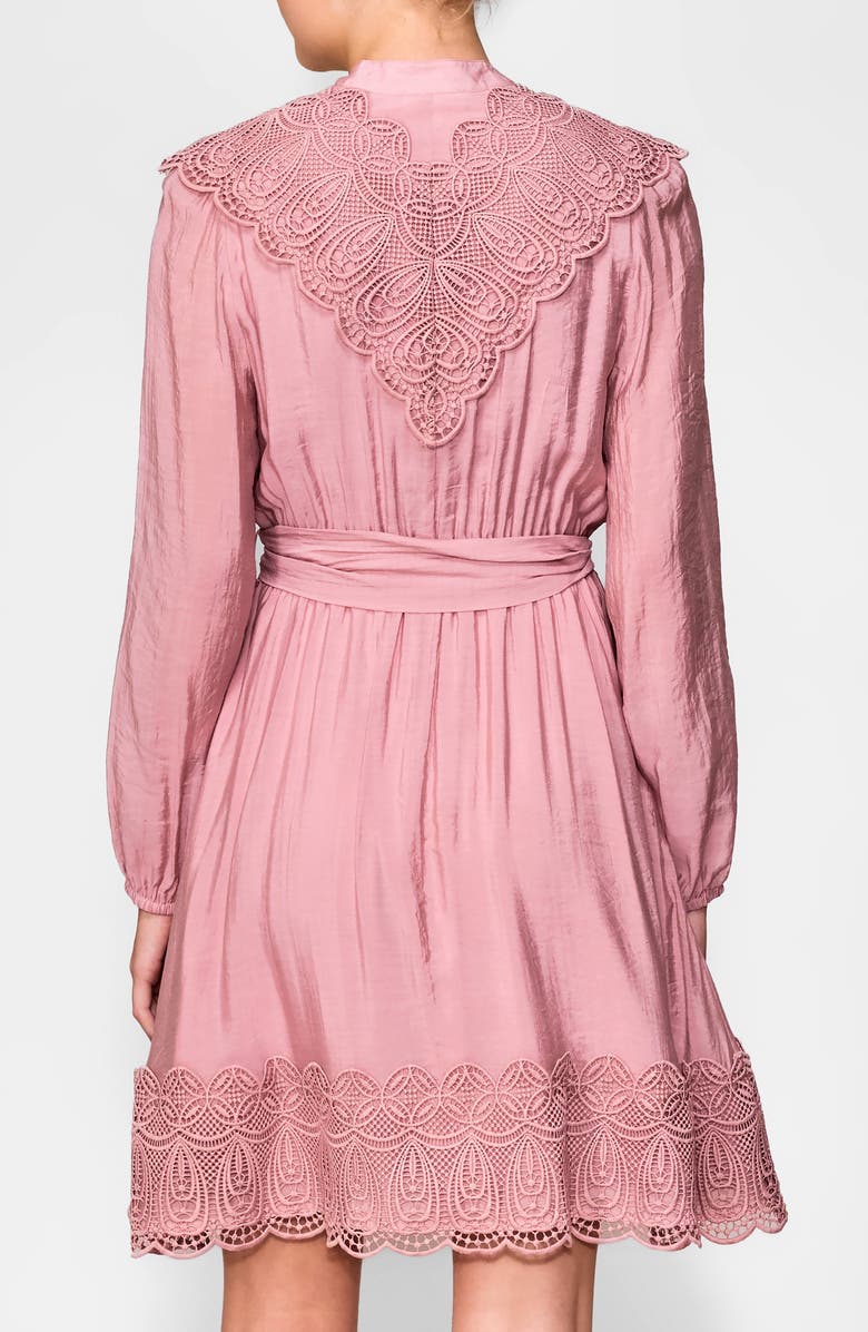 MELLODAY Long Sleeve Lace Trim Dress, Alternate, color, 